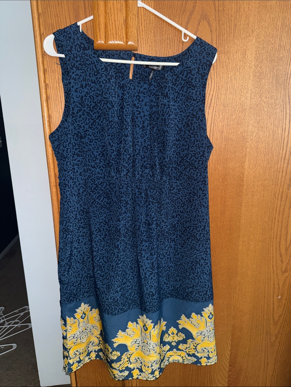 Daisy Fuentes Blue Leopard Print Midi Dress